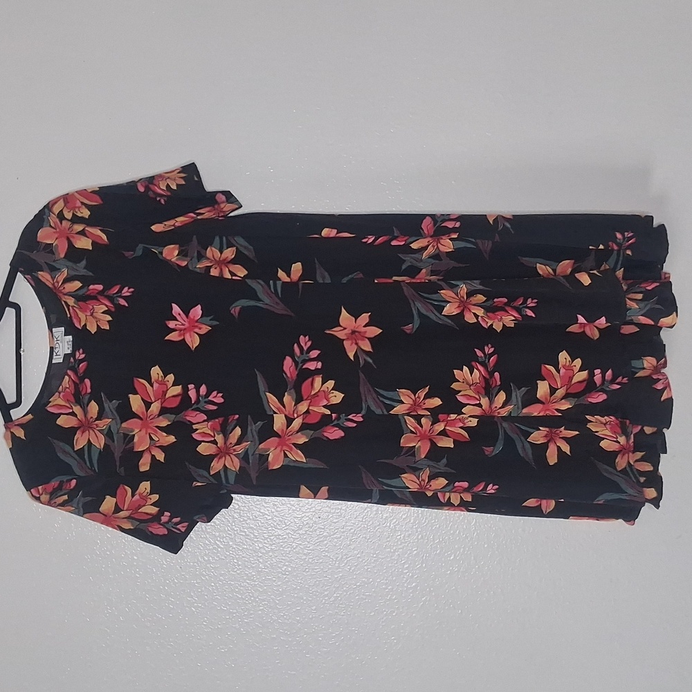 Vintage KDK Designs Shift Dress Black Floral Cottage 90's 14